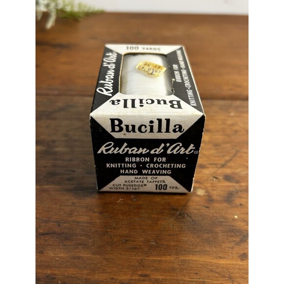 Vintage BUCILLA Taffeta d' Art Ribbon 100 yd. 3/16” WHITE 201 - Picture 4 of 9